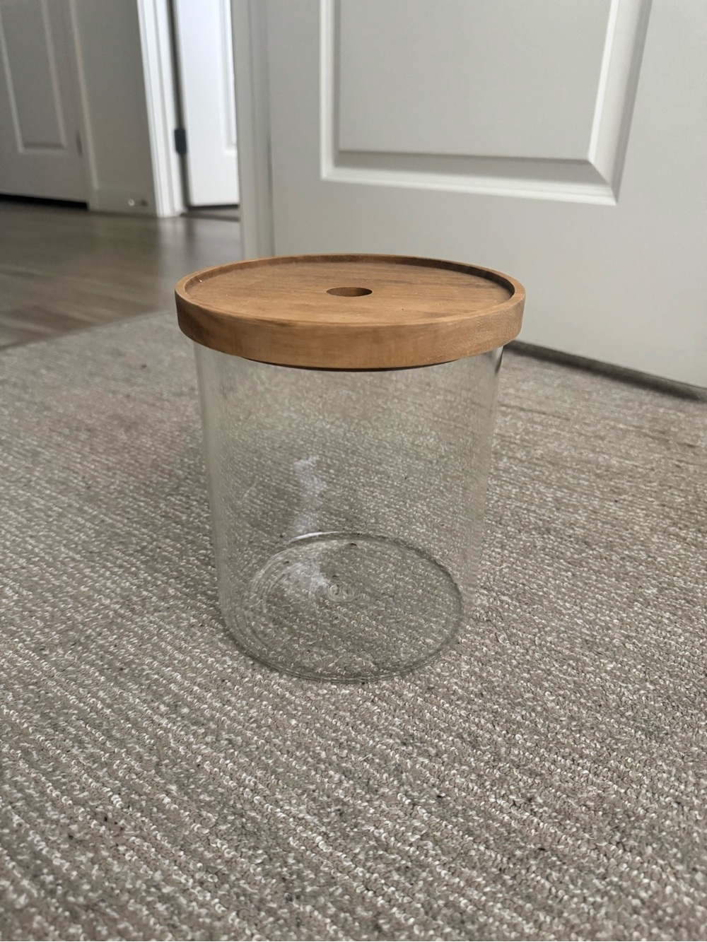 Glass Storage Jar with Wooden Lid - Clear and Natural
